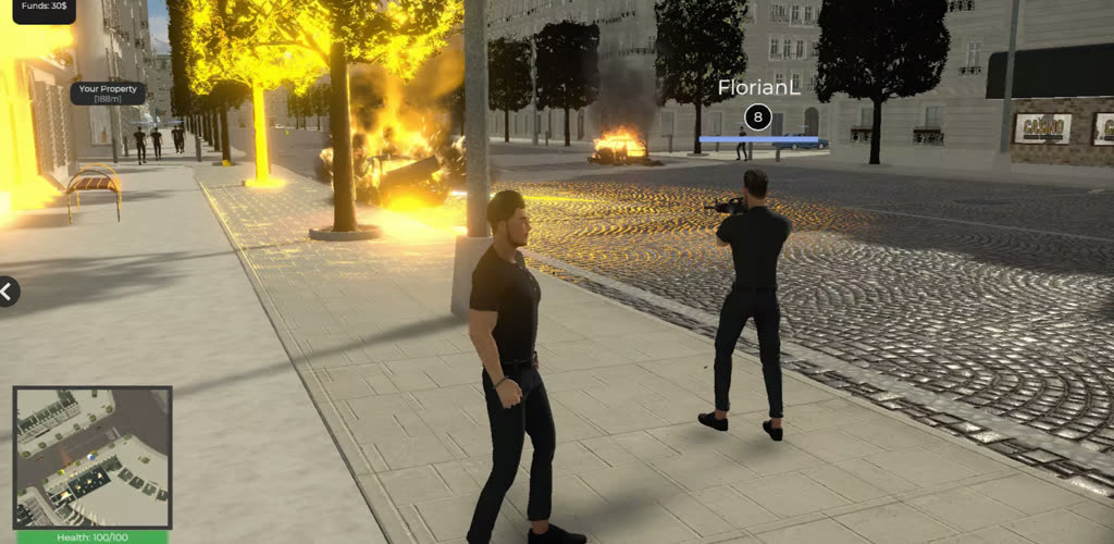 Combate na rua com explosão em City of Crime
